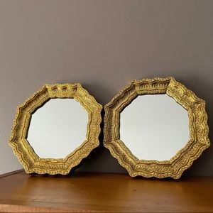 Vintage Gold Ornate burwood Octagon Framed Mirrors – 2 (Sold as pair)